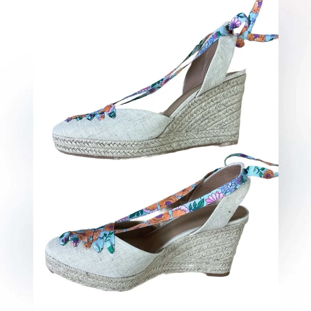 New Crown & Ivy Natural Lawndale Wedge Espadrille Wedge Size 10